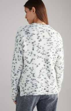 Alpaca Blend Knitted Jumper in Cream Patterned