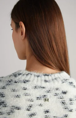 Alpaca Blend Knitted Jumper in Cream Patterned