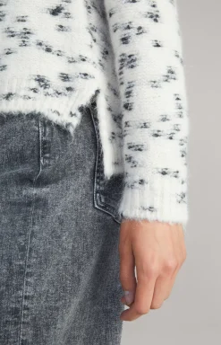 Alpaca Blend Knitted Jumper in Cream Patterned