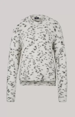 Alpaca Blend Knitted Jumper in Cream Patterned
