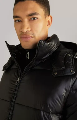 Ambro Quilted Jacket with Hood in Black