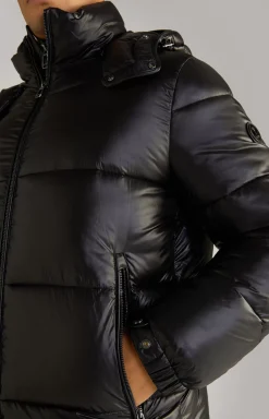 Ambro Quilted Jacket with Hood in Black