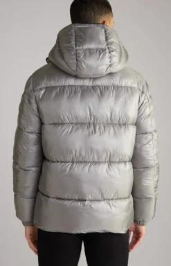 Ambro Quilted Jacket with Hood in Metallic Grey