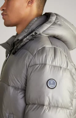 Ambro Quilted Jacket with Hood in Metallic Grey