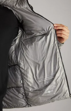 Ambro Quilted Jacket with Hood in Metallic Grey