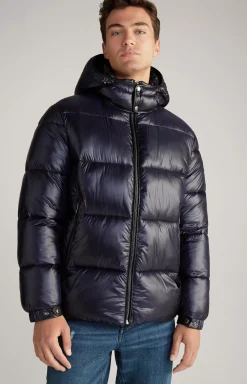 Ambro Quilted Jacket with Hood in Dark Blue