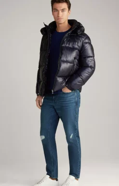 Ambro Quilted Jacket with Hood in Dark Blue