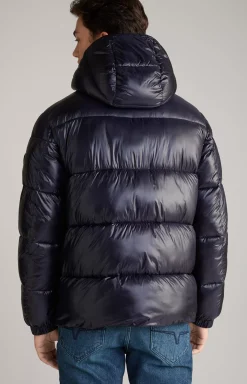 Ambro Quilted Jacket with Hood in Dark Blue