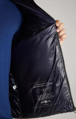 Ambro Quilted Jacket with Hood in Dark Blue