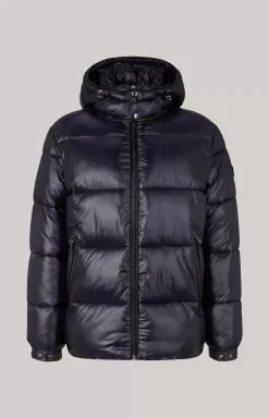 Ambro Quilted Jacket with Hood in Dark Blue