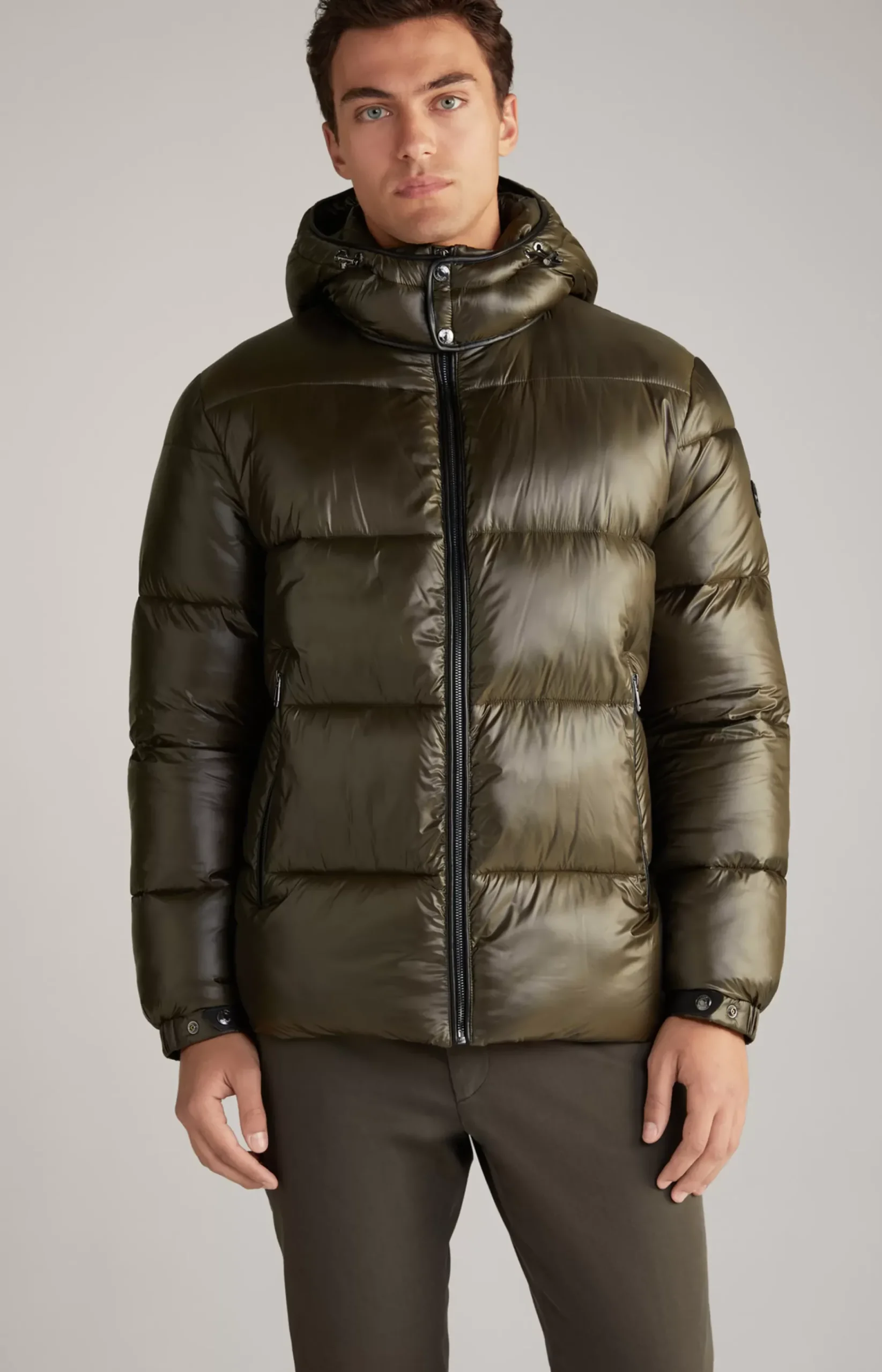 Ambro Quilted Jacket with Hood in Dark Green