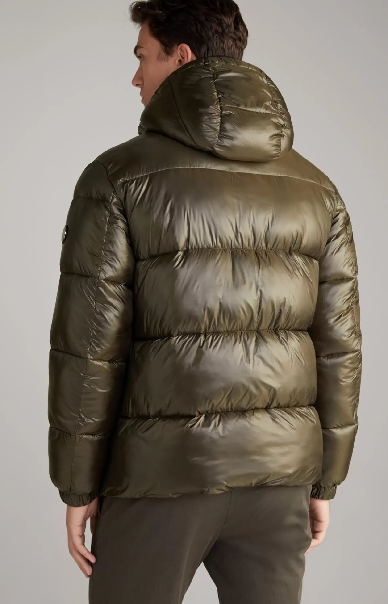 Ambro Quilted Jacket with Hood in Dark Green