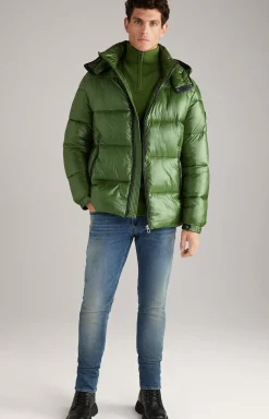Ambro Quilted Jacket with Hood in Light Green