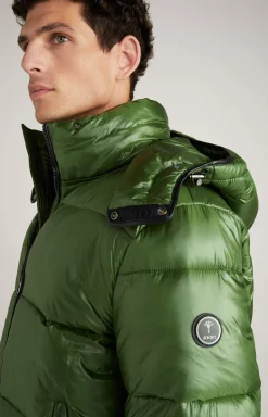 Ambro Quilted Jacket with Hood in Light Green