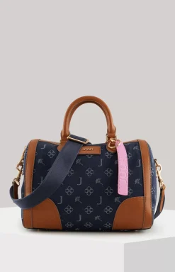 Azzurro Aurora Handbag in Denim Blue/Cognac