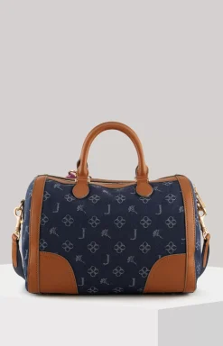 Azzurro Aurora Handbag in Denim Blue/Cognac