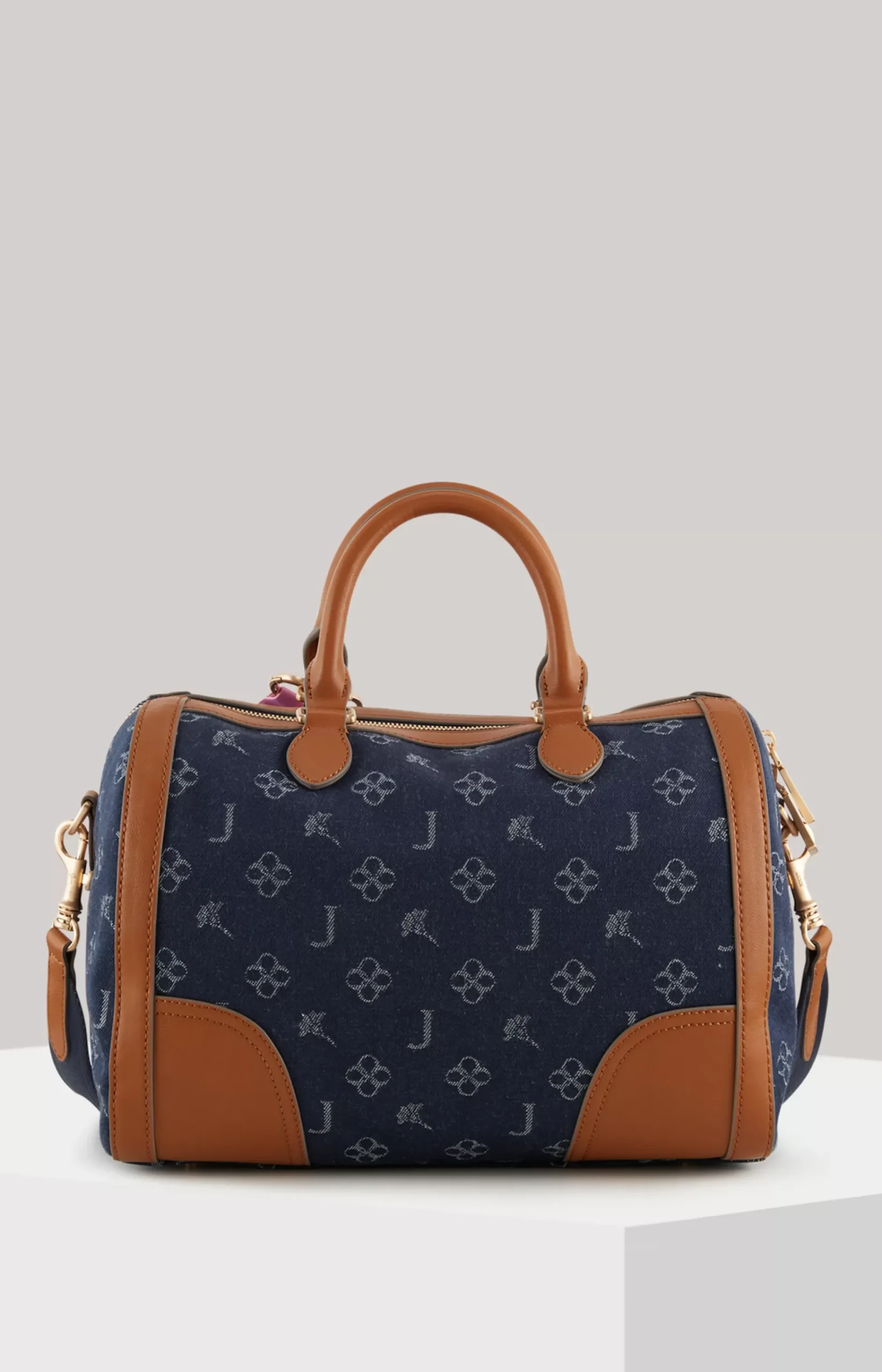 Azzurro Aurora Handbag in Denim Blue/Cognac