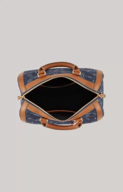 Azzurro Aurora Handbag in Denim Blue/Cognac