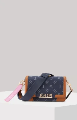 Azzurro Sousa Shoulder Bag in Denim Blue/Cognac