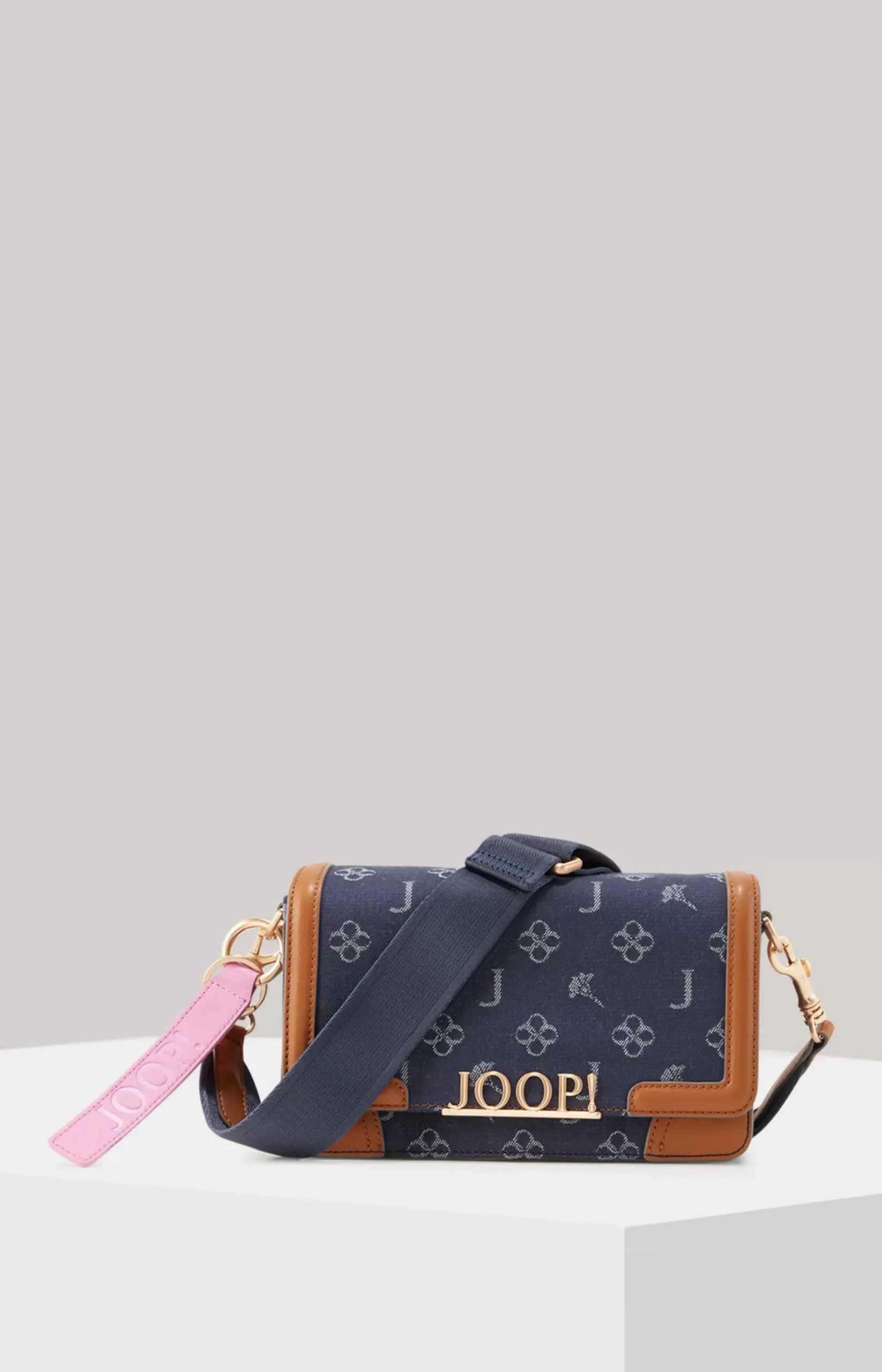 Azzurro Sousa Shoulder Bag in Denim Blue/Cognac