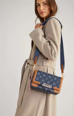Azzurro Sousa Shoulder Bag in Denim Blue/Cognac