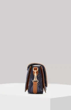 Azzurro Sousa Shoulder Bag in Denim Blue/Cognac