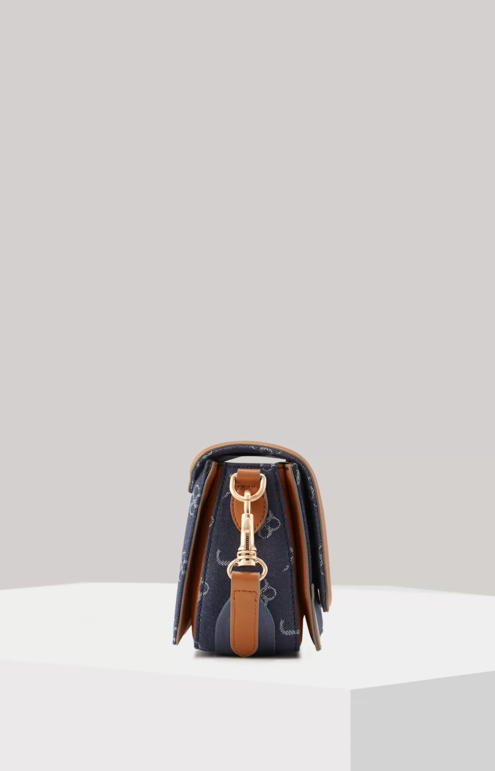 Azzurro Sousa Shoulder Bag in Denim Blue/Cognac