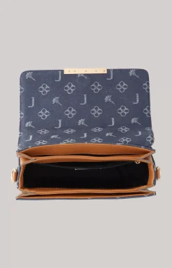 Azzurro Sousa Shoulder Bag in Denim Blue/Cognac