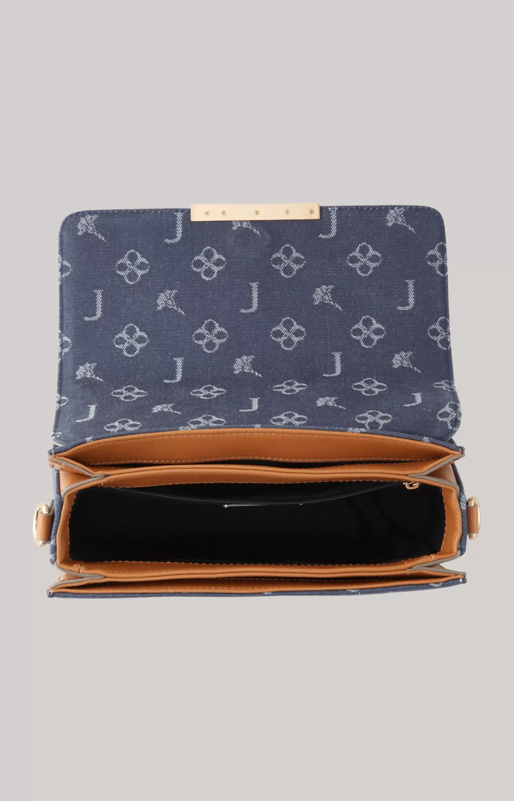 Azzurro Sousa Shoulder Bag in Denim Blue/Cognac