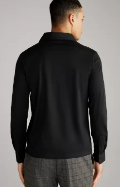 Baldwin Long-sleeved Polo Shirt in Black
