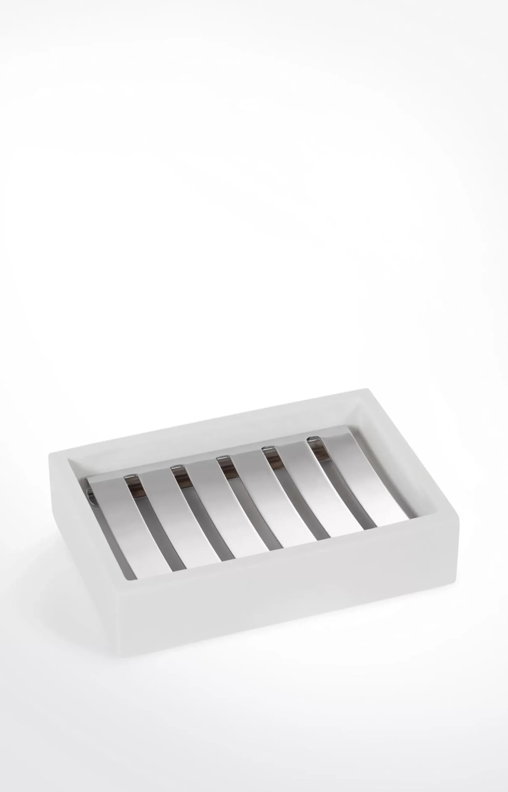 Bathline soap dish, white/silver