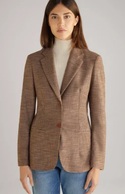 Blazer in Red/Black/Ecru Pattern