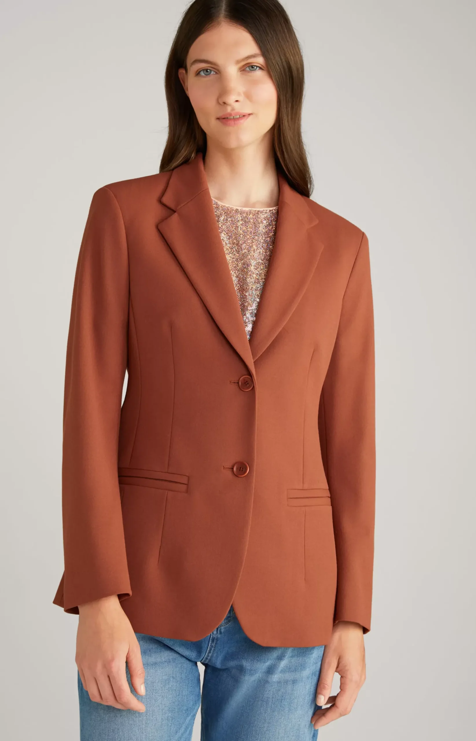Blazer Jacket in Copper Brown