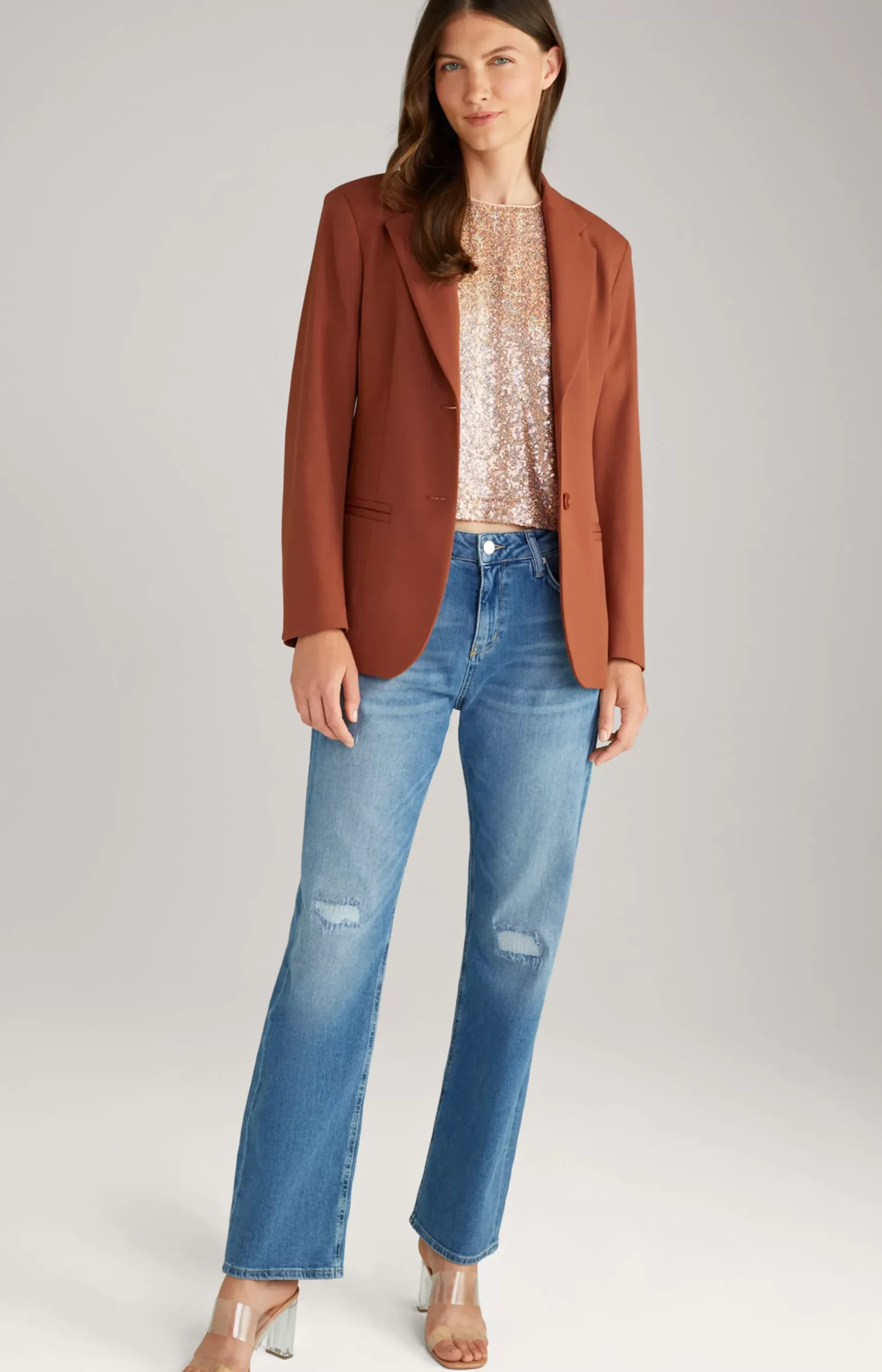 Blazer Jacket in Copper Brown