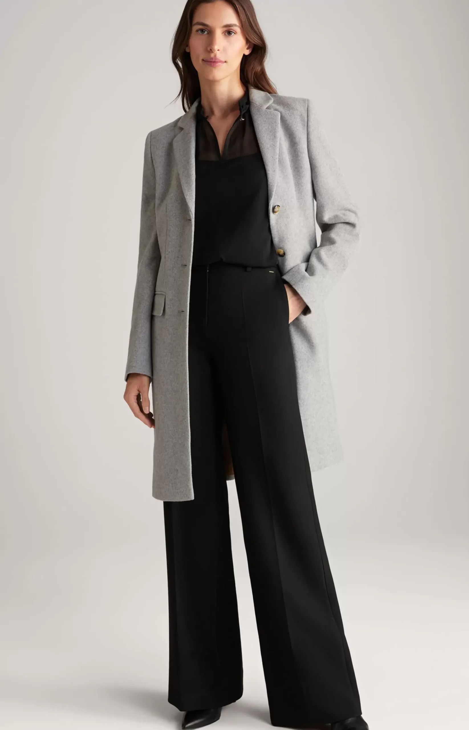 Carly Coat in Grey Flecked