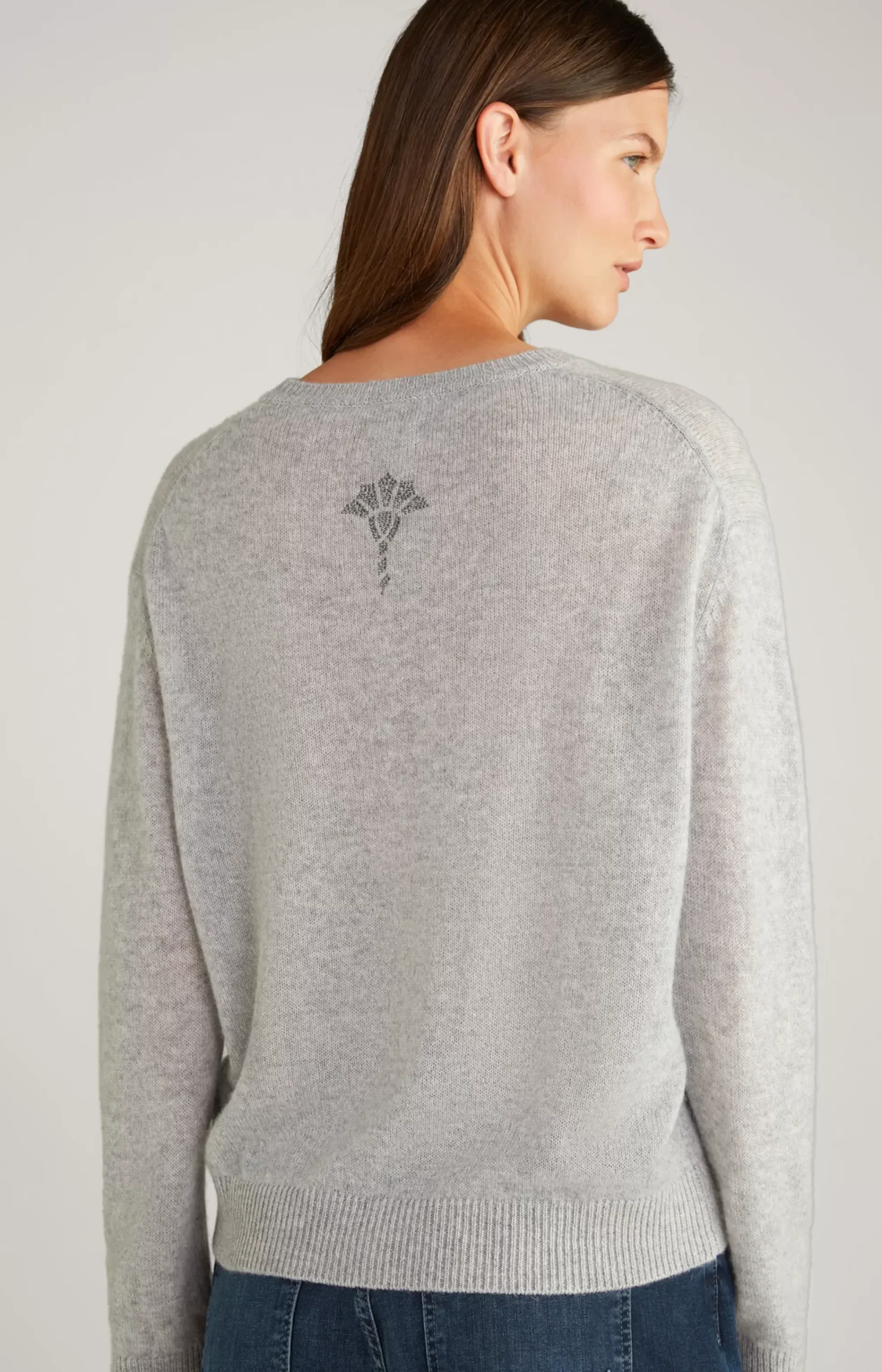 Cashmere Knitted Sweater in Grey Marl