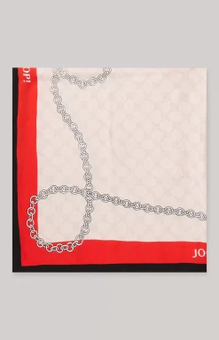 Cornflower Scarf in a Red/Ecru Pattern