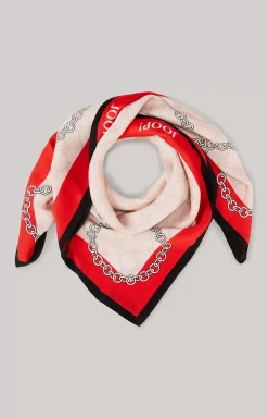 Cornflower Scarf in a Red/Ecru Pattern