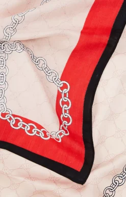 Cornflower Scarf in a Red/Ecru Pattern
