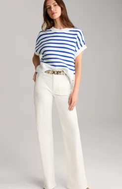 Cotton Knitted Jumper in Blue/White Stripes
