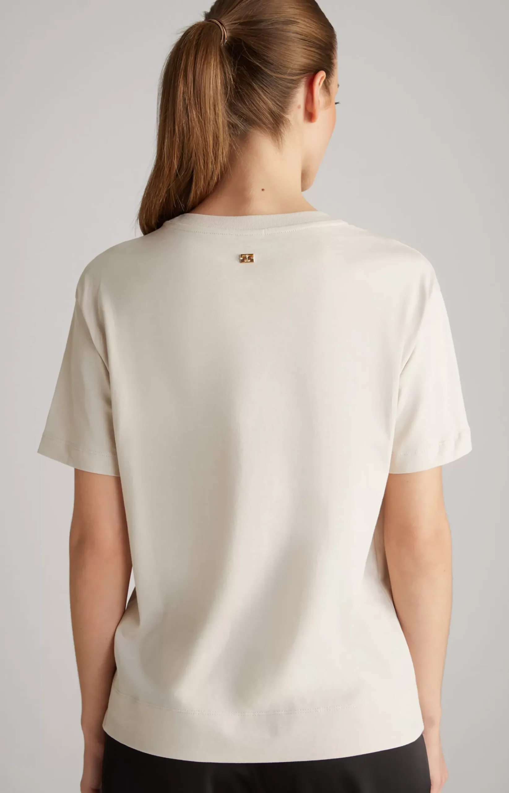 Cotton T-shirt in Beige