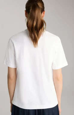 Cotton T-Shirt in White/Blue