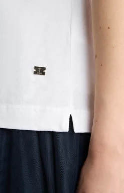 Cotton T-Shirt in White/Blue