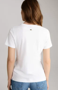 Cotton T-shirt in White/Dusky Pink