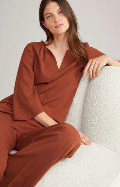 Crêpe Blouse in Copper Brown