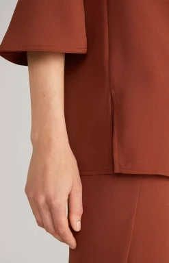 Crêpe Blouse in Copper Brown