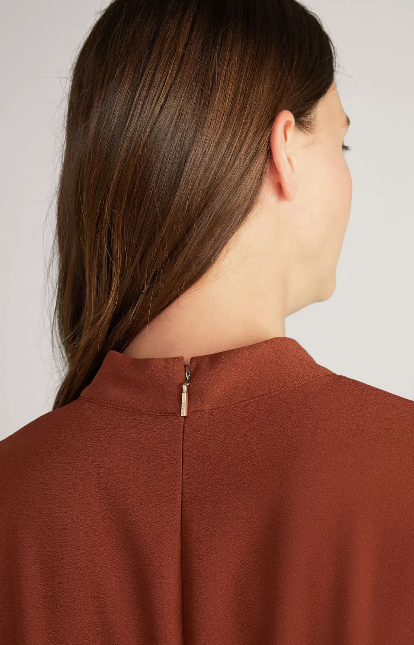 Crêpe Dress in Copper Brown