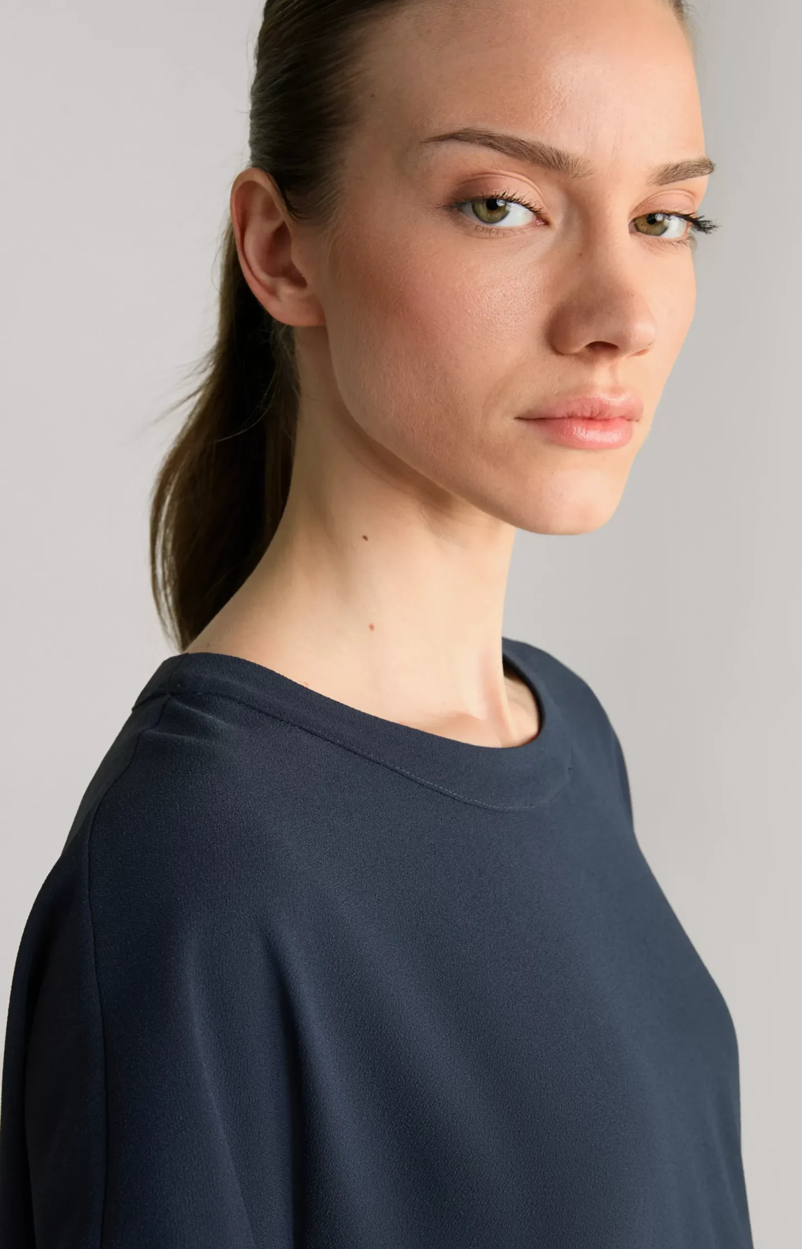 Crêpe Dress in Navy