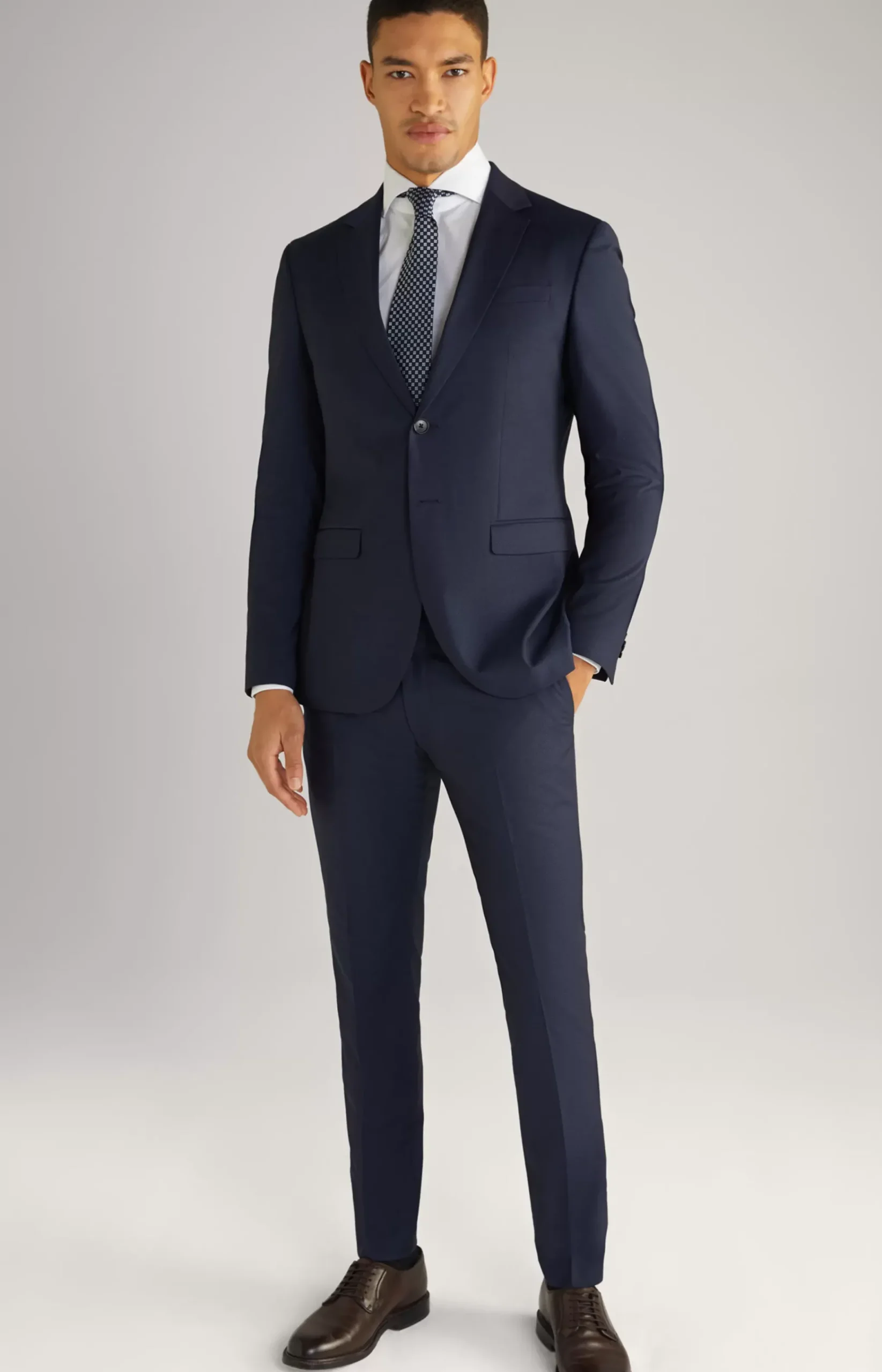 Damon-Gun Virgin Wool Suit in Blue Textured
