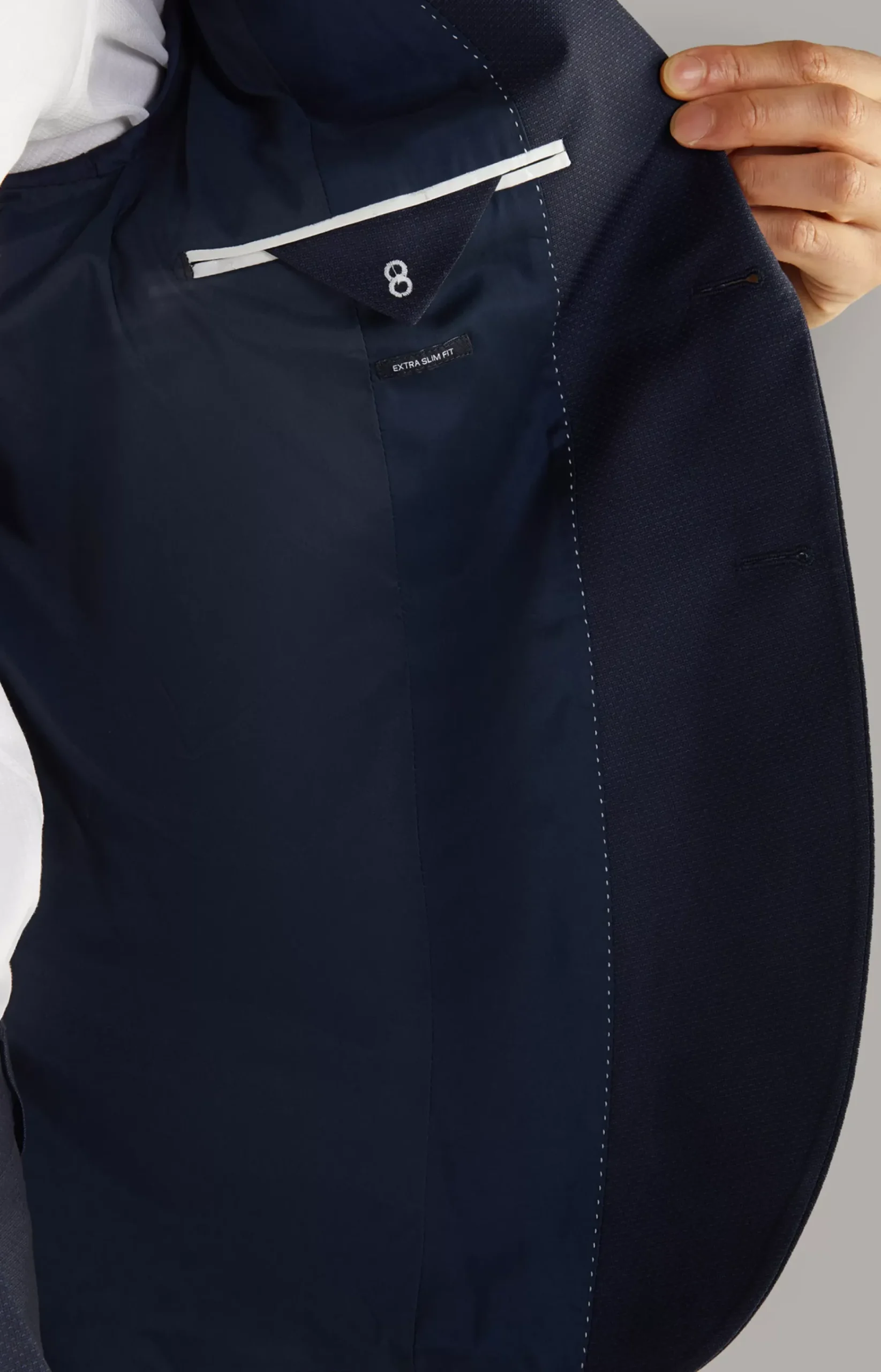 Damon-Gun Virgin Wool Suit in Blue Textured